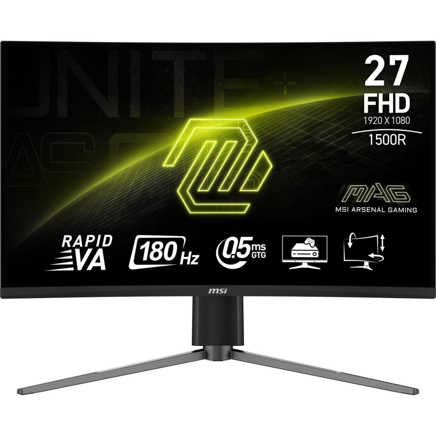 8f9fc016-ad85-4d98-ba69-fa065efe5920 LCD Monitor|MSI|MAG 27C6PF|27"|Gaming/Curved|Panel VA|1920x1080|16:9|180 Hz|0.5 ms|MAG27C6PF - Image 1