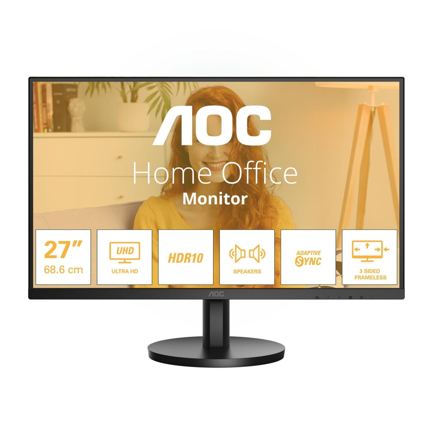 bd0e6ddd-52f8-4887-a5dc-f14e5e8a27f3 LCD Monitor|AOC|27 "|3840 x 2160 pixels|4K Ultra HD|Native aspect ratio 16:9|LCD|Flat|U27B3A - Image 1